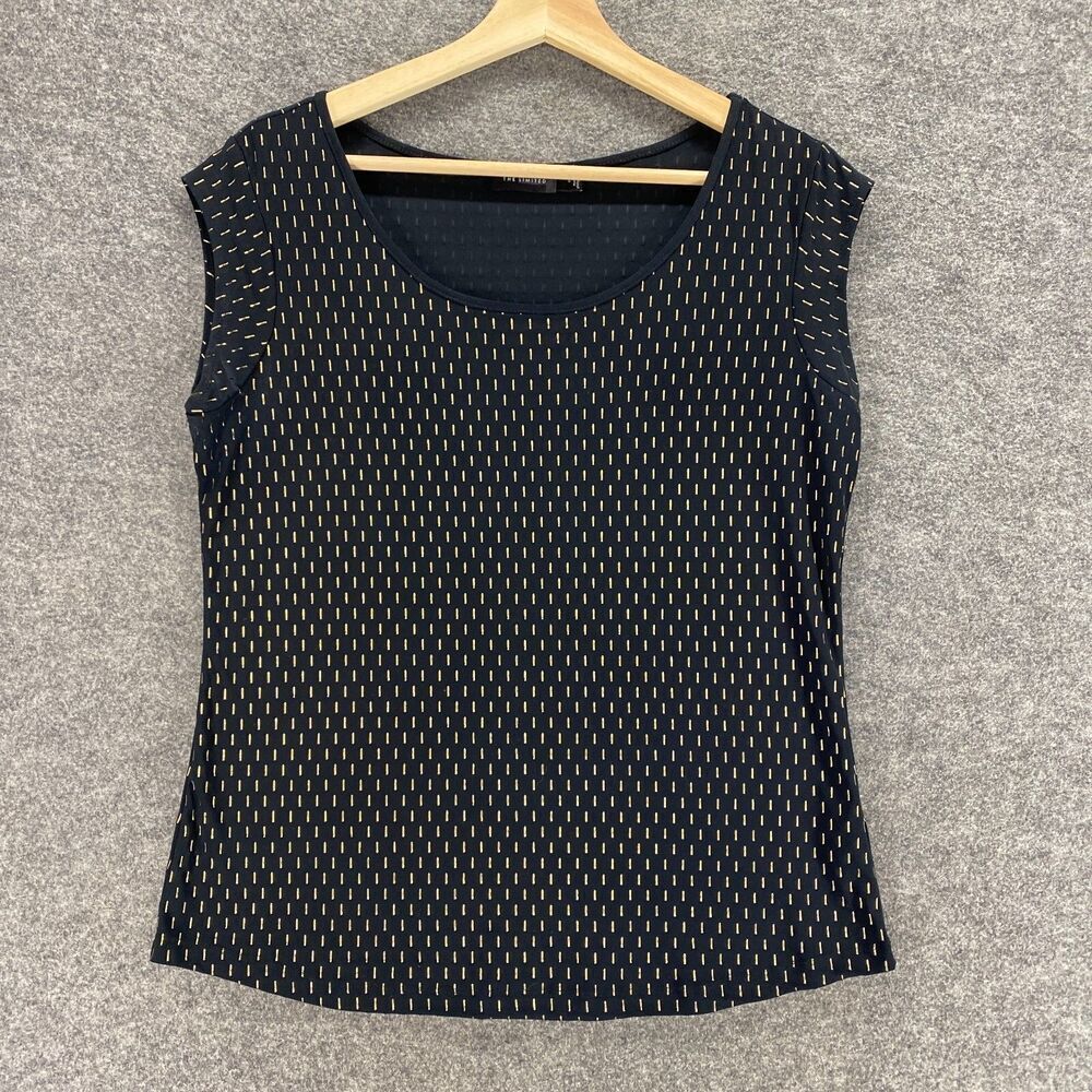 The Limited Blouse Women S Small Black Geometric Sleeveless Round Neck Casual